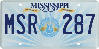 MS license plate MSR287