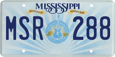 MS license plate MSR288