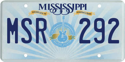 MS license plate MSR292