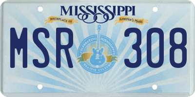 MS license plate MSR308