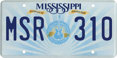 MS license plate MSR310