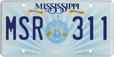 MS license plate MSR311