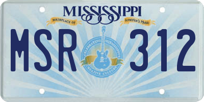 MS license plate MSR312