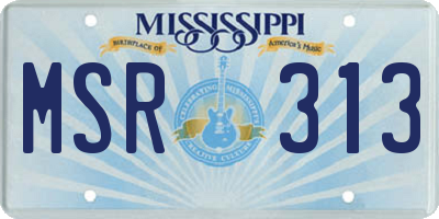 MS license plate MSR313