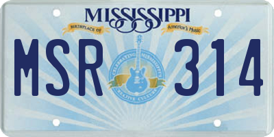 MS license plate MSR314