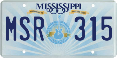 MS license plate MSR315