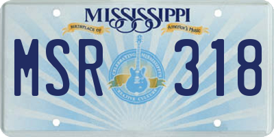 MS license plate MSR318