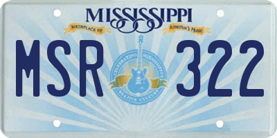 MS license plate MSR322