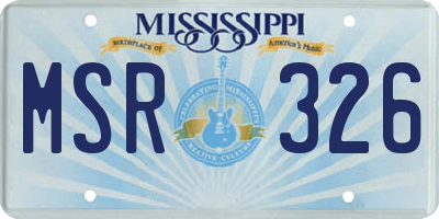 MS license plate MSR326