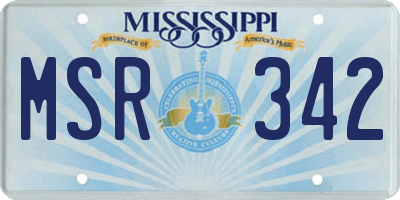 MS license plate MSR342