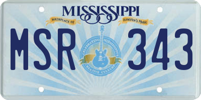 MS license plate MSR343