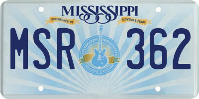 MS license plate MSR362