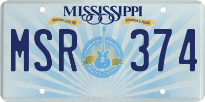 MS license plate MSR374