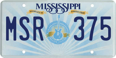 MS license plate MSR375