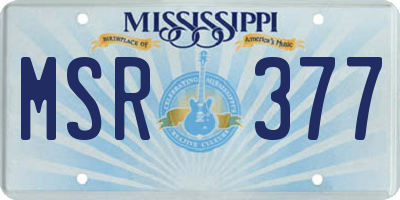 MS license plate MSR377
