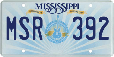 MS license plate MSR392