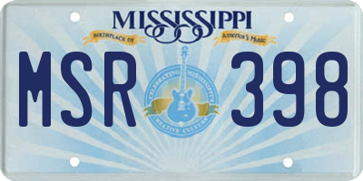MS license plate MSR398