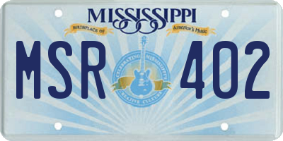 MS license plate MSR402