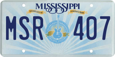 MS license plate MSR407