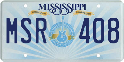 MS license plate MSR408