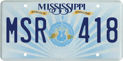MS license plate MSR418