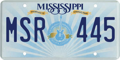 MS license plate MSR445