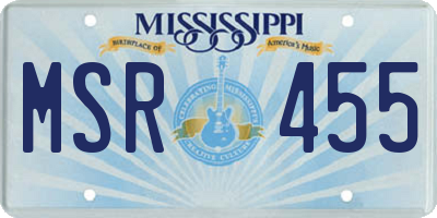 MS license plate MSR455