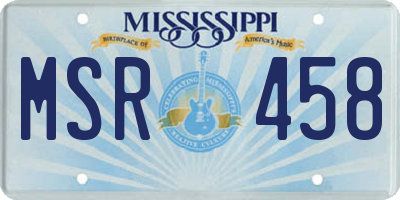 MS license plate MSR458