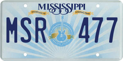 MS license plate MSR477