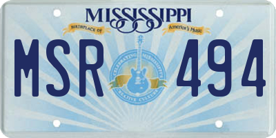 MS license plate MSR494