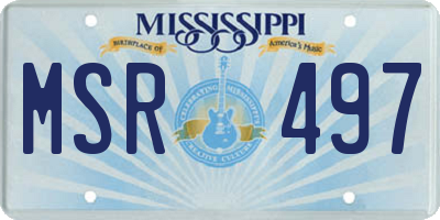 MS license plate MSR497