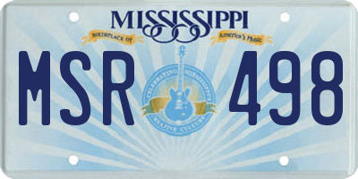 MS license plate MSR498