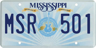 MS license plate MSR501