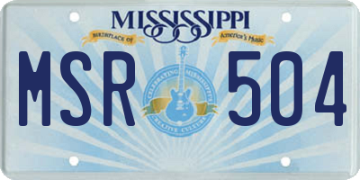 MS license plate MSR504