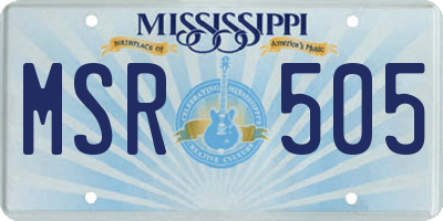 MS license plate MSR505