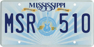 MS license plate MSR510