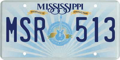 MS license plate MSR513