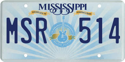 MS license plate MSR514