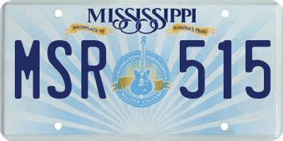 MS license plate MSR515