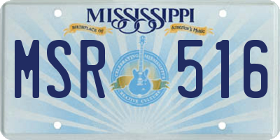 MS license plate MSR516