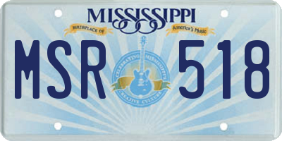 MS license plate MSR518