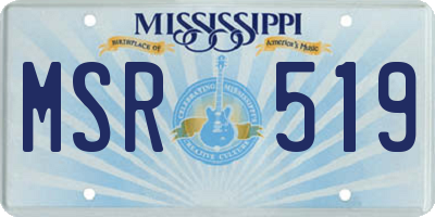 MS license plate MSR519