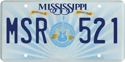 MS license plate MSR521