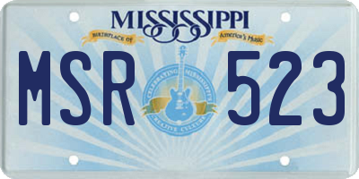MS license plate MSR523
