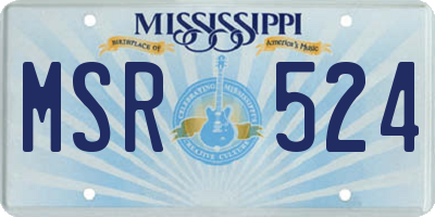 MS license plate MSR524