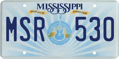 MS license plate MSR530