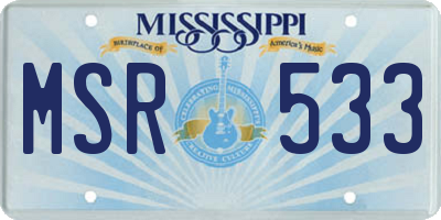 MS license plate MSR533