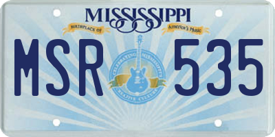 MS license plate MSR535