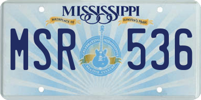 MS license plate MSR536