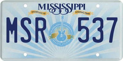 MS license plate MSR537